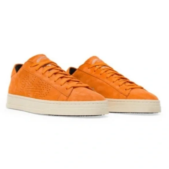 P448 Jack Trainers Low Top Sneakers Italian Leather Suede Italy in Orange - Picture 3 of 11